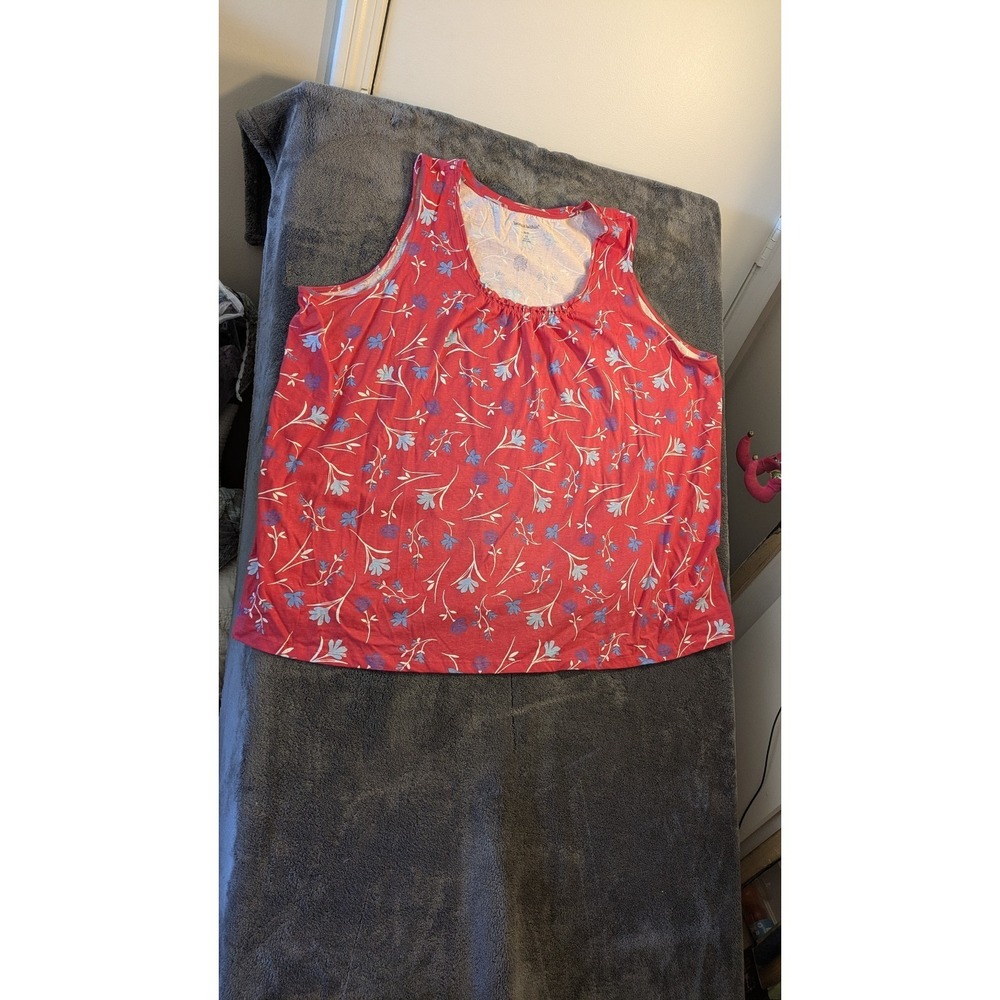 Woman Within 5x Red With Flowers Tank Top